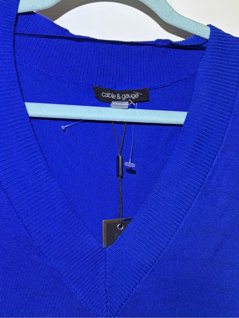NWT Cable & Gauge Nautical Royal Blue V‑Neck Pullover Knit Tunic Top. 2X - Picture 5 of 7